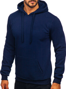 Sudadera con capucha tipo canguro para hombre azul oscuro Bolf MB001