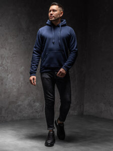 Sudadera con capucha tipo canguro para hombre azul oscuro Bolf MB001A1