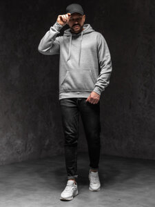 Sudadera con capucha tipo canguro para hombre gris Bolf 2009A1