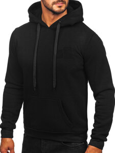 Sudadera con capucha tipo canguro para hombre negro Bolf MB001