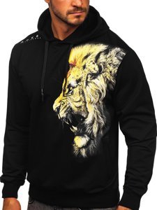 Sudadera con capucha y impresión para hombre negro Bolf 6136