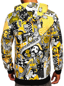 Sudadera con impresión con capucha para hombre amarillo Bolf 141035