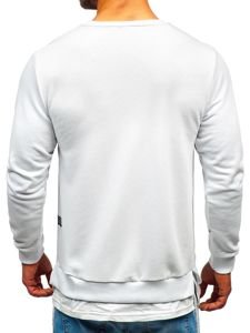 Sudadera con impresión sin capucha para hombre blanco Bolf 11115