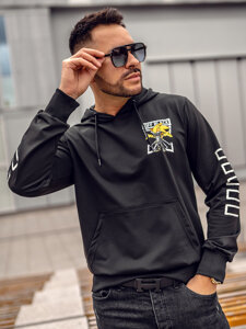 Sudadera con impresión y capucha para hombre negro Bolf HM611A