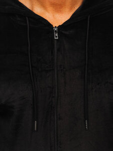 Sudadera de velour con capucha para hombre negro Bolf 8B1168