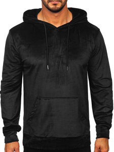 Sudadera de velour con capucha para hombre negro Bolf 8B1170