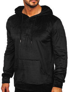 Sudadera de velour con capucha para hombre negro Bolf 8B1170