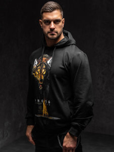 Sudadera estampada con capucha para hombre color negro Bolf 6141