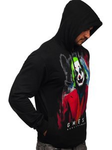 Sudadera estampada con capucha para hombre color negro Bolf 6161