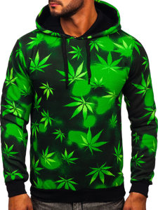 Sudadera estampada con capucha para hombre color negro y verde Bolf 141006