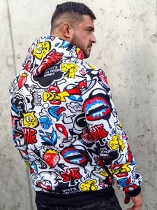 Sudadera estampada para hombre con capucha multicolor Bolf 141003