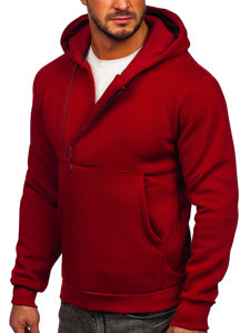 Sudadera gruesa con capucha para hombre burdeos Bolf 02