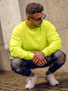 Sudadera gruesa sin capucha para hombre amarillo y fluorescente Bolf 2001A