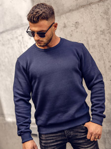 Sudadera gruesa sin capucha para hombre azul oscuro Bolf 2001A