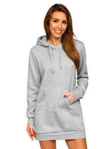 Sudadera larga con capucha para mujer gris Bolf YS10003-A