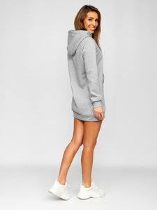 Sudadera larga con capucha para mujer gris Bolf YS10003-A