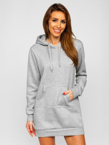 Sudadera larga con capucha para mujer gris Bolf YS10003-A