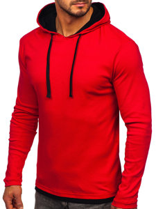 Sudadera para hombre con capucha color rojo Bolf 03