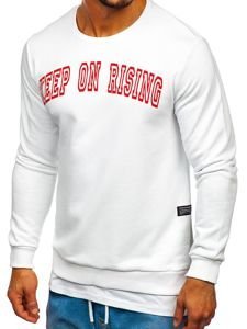 Sudadera sin capucha con impresión para hombre blanco Bolf 11114