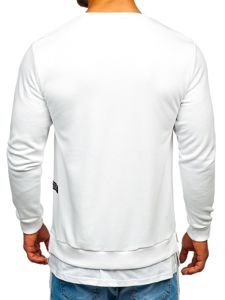 Sudadera sin capucha con impresión para hombre blanco Bolf 11114