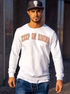 Sudadera sin capucha con impresión para hombre blanco Bolf 11114