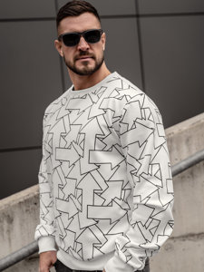 Sudadera sin capucha con impresión para hombre blanco Bolf 8B1111A