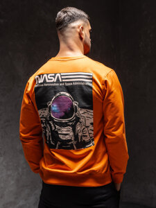 Sudadera sin capucha con impresión para hombre naranja Bolf 6476A1