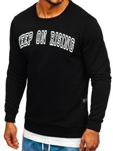 Sudadera sin capucha con impresión para hombre negro Bolf 11114