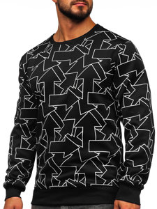 Sudadera sin capucha con impresión para hombre negro Bolf 8B1111