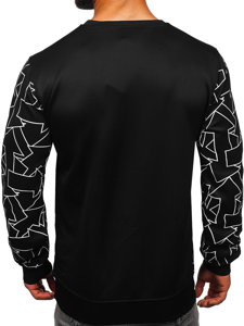 Sudadera sin capucha con impresión para hombre negro Bolf 8B1111