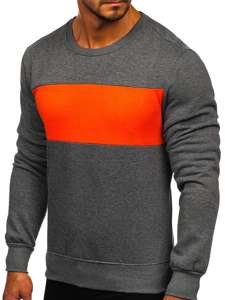 Sudadera sin capucha para hombre grafito y naranja Bolf 2021