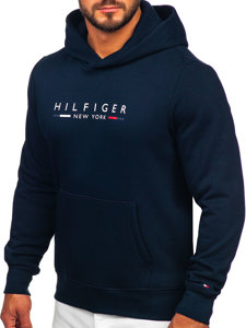 Sudadera tipo canguro con capucha e impresión para hombre azul oscuro Tommy Hilfiger MW0MW29301