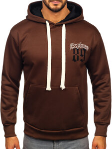 Sudadera tipo canguro con capucha e impresión para hombre marrón Bolf M278