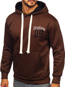 Sudadera tipo canguro con capucha e impresión para hombre marrón Bolf M278