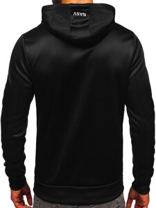 Sudadera tipo canguro con capucha e impresión para hombre negro Bolf HM1073