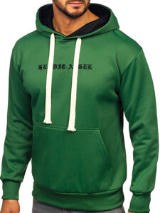 Sudadera tipo canguro con capucha e impresión para hombre verde Bolf M276