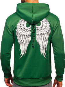 Sudadera tipo canguro con capucha e impresión para hombre verde Bolf M276