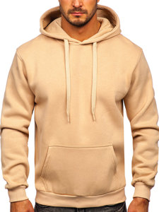 Sudadera tipo canguro con capucha para hombre beige Bolf 1004