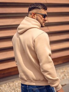 Sudadera tipo canguro con capucha para hombre beige Bolf 1004