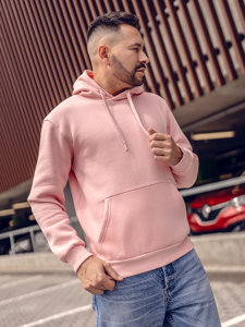 Sudadera tipo canguro con capucha para hombre rosa claro Bolf 1004