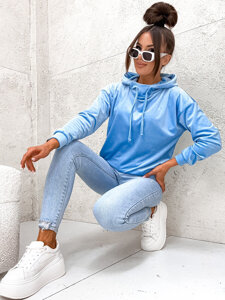 Sudadera velour con capucha para mujer azul Bolf 8270