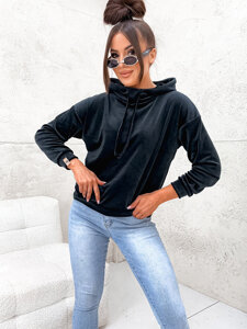 Sudadera velour con capucha para mujer negro Bolf 8270