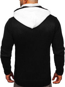 Suéter abierto grueso con cuello alto y capucha chaqueta para hombre color negro Bolf 2047