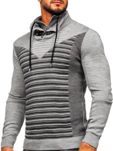 Suéter con cuello alto para hombre color gris Bolf 1008