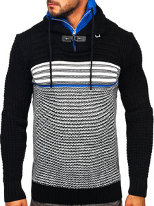 Suéter grueso con cuello alto para hombre color negro y azul Bolf 2026