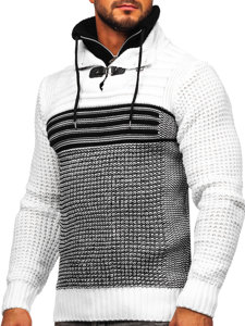 Suéter grueso con cuello alto para hombre color negro y blanco Bolf 2026