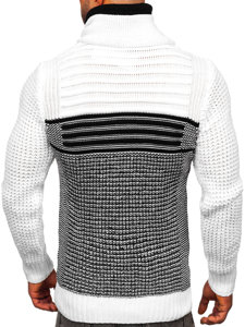 Suéter grueso con cuello alto para hombre color negro y blanco Bolf 2026