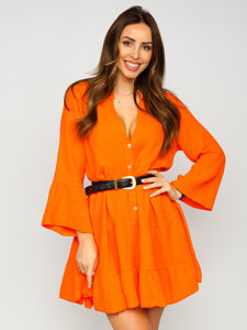 Vestido muselina con volantes para mujer naranja Bolf A2160